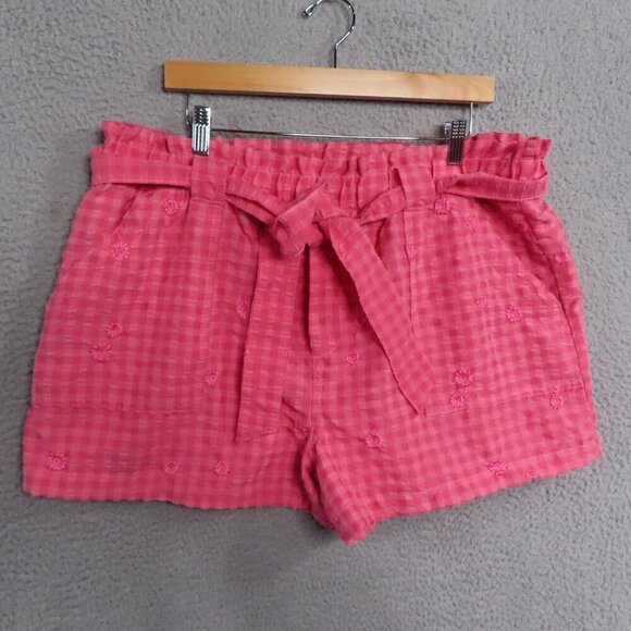 Time And Tru Womens XL Seersucker Shorts Paperbag Waist High-Rise Rose Pull On - Picture 1 of 11